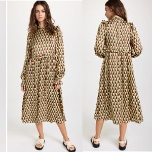 New KITRI Savannah Chocolate Tile Midi Dress sz US 2